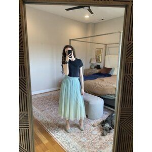 Lauren Conrad Ombre Sage Green Tulle Pleated Midi Skirt Size Small